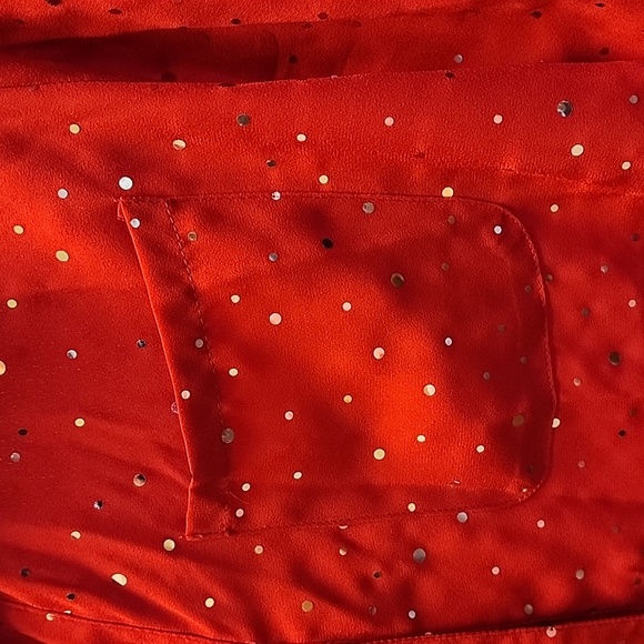 Red transparent top with silver metallic dots. - Picture 2 of 5